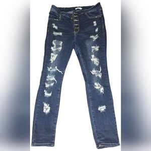 Rue 21 Distressed Blue Skinny Jeans/jeggings Size 10